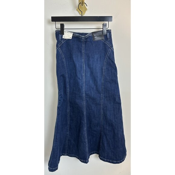 FREE PEOPLE Zia Denim Midi Skirt Size in Wash Bad Habits US 26 NWT - Picture 6 of 13